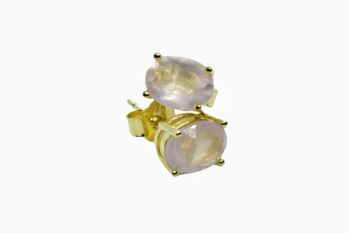 Divya दिव्या | Rosenquarz | Ohrstecker | 18K Vermeil Vergoldung